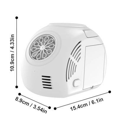 Active Playthings white compact automatic bubble machine for parties with front bubble wheel and vents