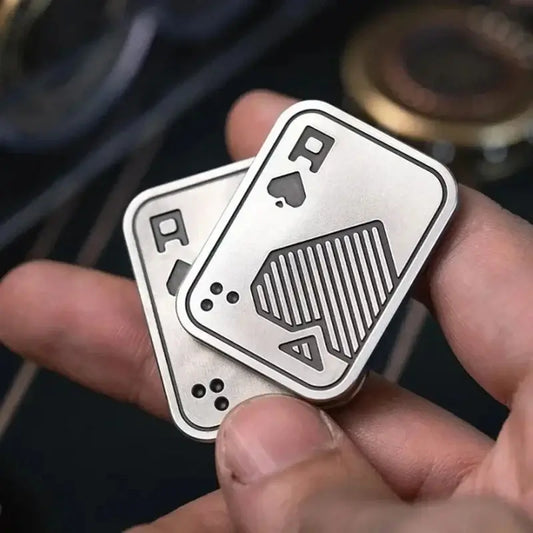 Poker King fidget slider Fidget Toy made of stainless steel with a card design for stress relief and fun