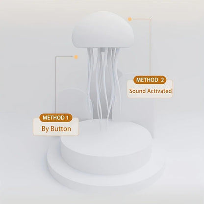 Sensory jellyfish night light with two activation methods: button and sound activated