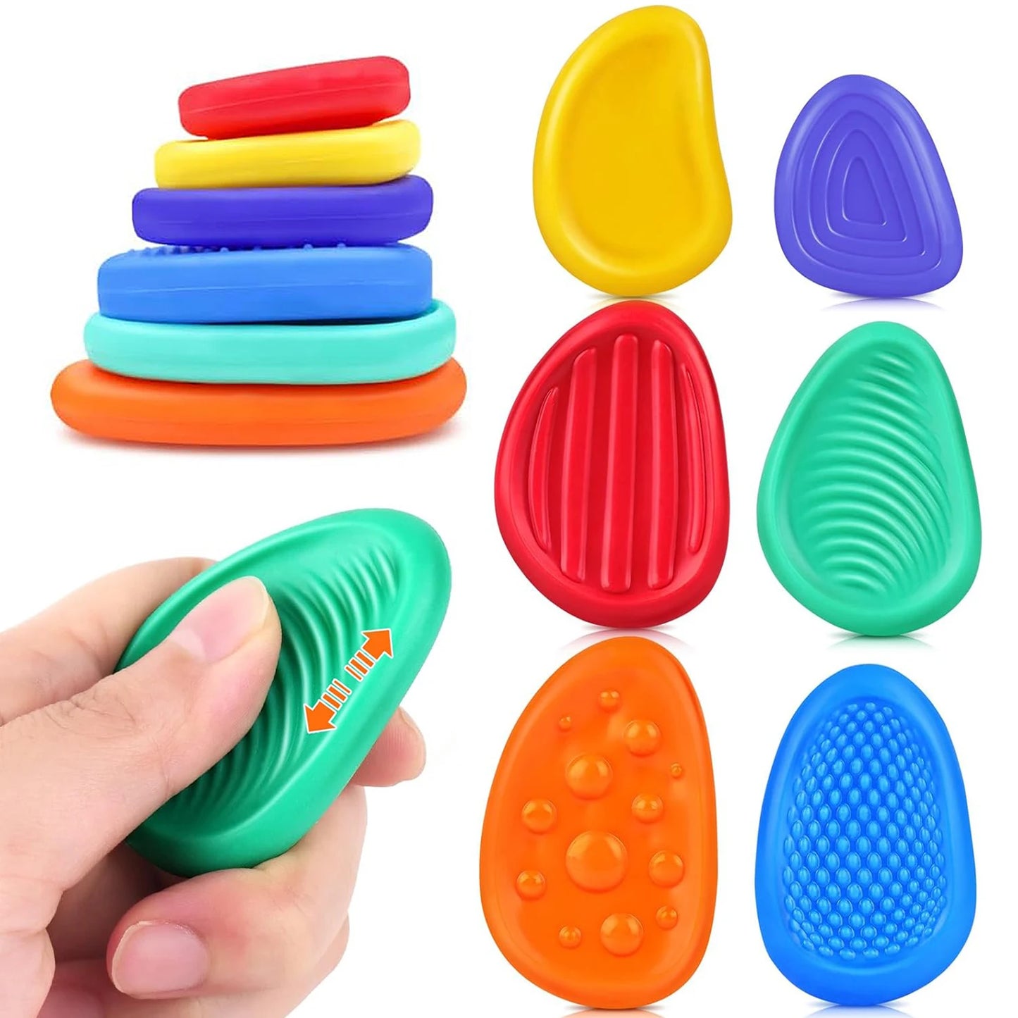 Set of sensory silicone fidget toys in various shapes and colors for stress relief and sensory stimulation