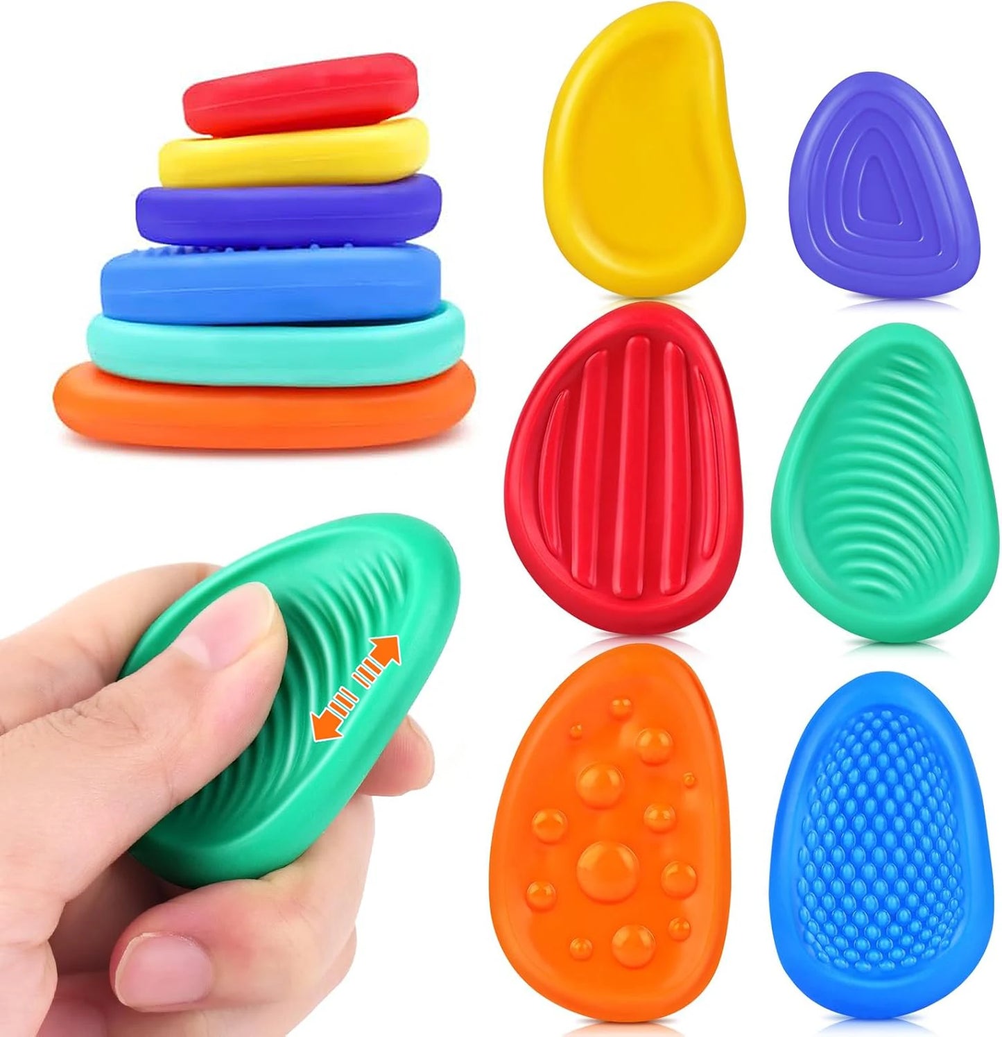 Colorful sensory silicone fidget toys in various shapes for stress relief and sensory play