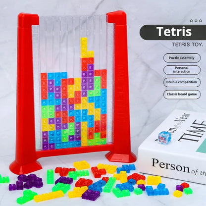 Tetris blocks puzzle board game with colorful pieces for interactive family fun