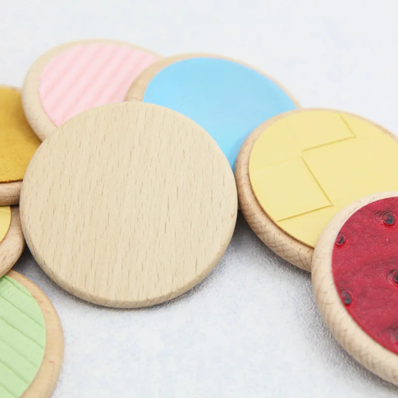 Wooden sensory toys in various colors for a therapeutic touch activity toy for tactile exploration