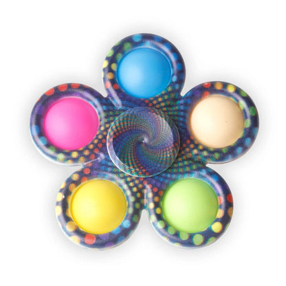 Colorful tie dye fidget spinner in flower shape with vibrant colors for stress relief and fun