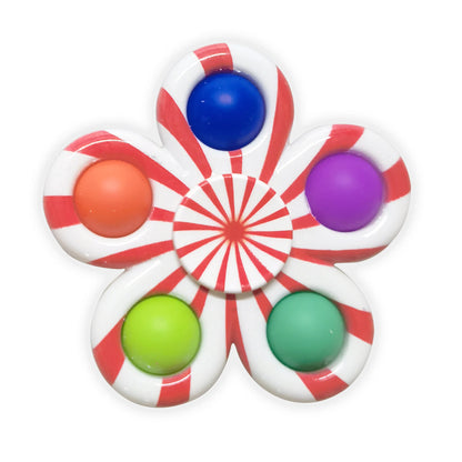Colorful tie dye fidget spinner in a flower shape with vibrant buttons for stress relief and sensory play