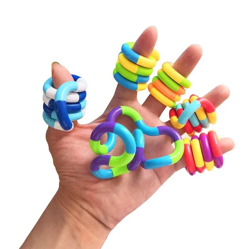 Colorful Twist Tangle Fidget Toy set in hand for stress relief and tactile play