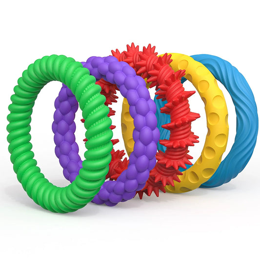 Active Playthings colorful sensory bracelet for anxiety set with various textured rings