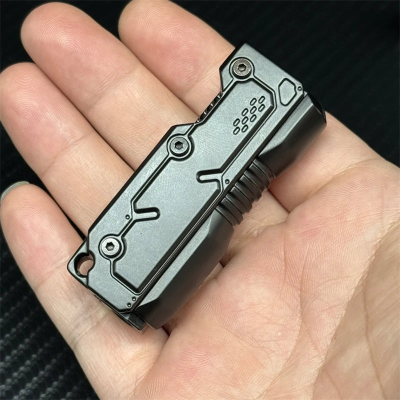 Zinc alloy fidget slider in a hand, designed for stress relief and sensory play
