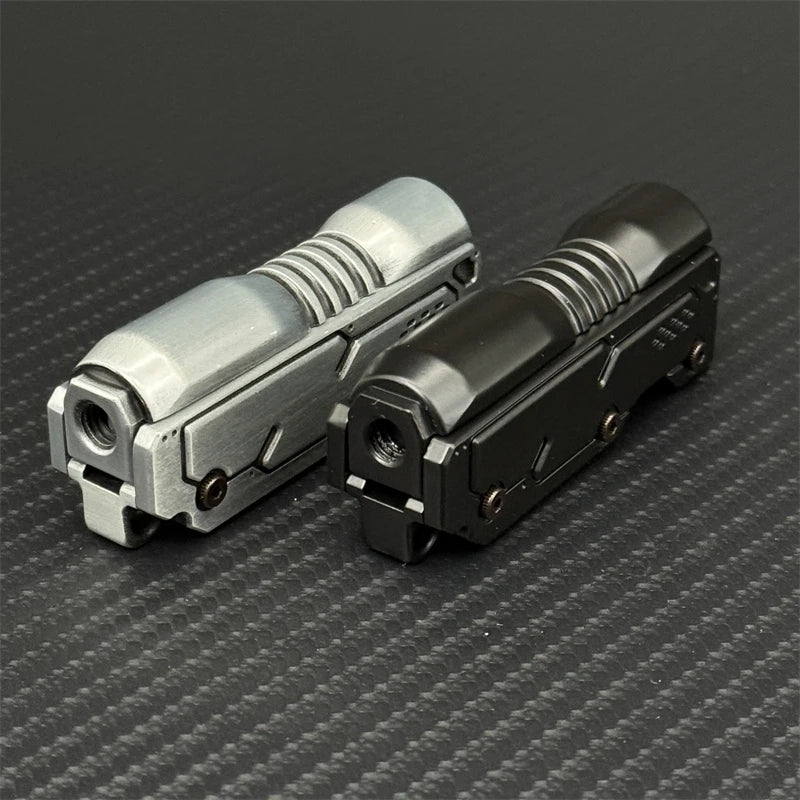 Dual color zinc alloy fidget slider in silver and black for stress relief and sensory play