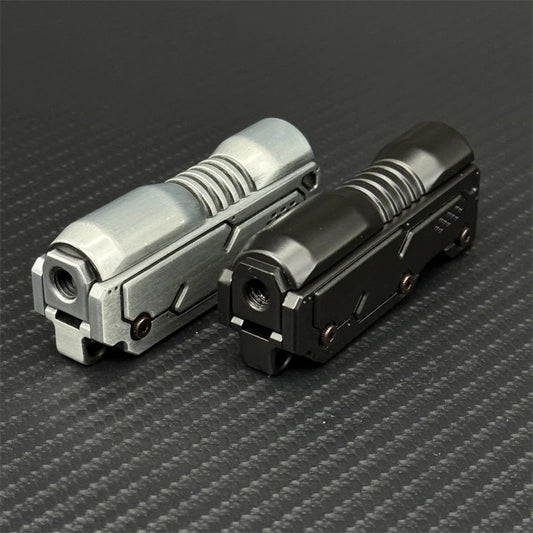 Dual color zinc alloy fidget slider in silver and black for stress relief and sensory play